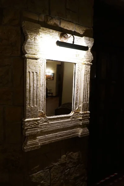 Vieux Miroir Accroché Mur — Photo