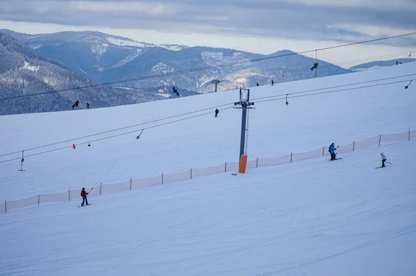 Piste Ski Dans Une Des Stations Ski Des Carpates — Photo