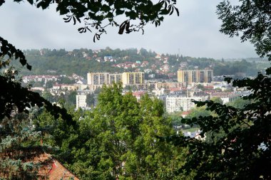 Przemysl şehrinin panoraması. Yukarıdan görüntüle.             