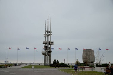 Gdynia 'nın rıhtımındaki Güney İskelesi. Polonya.