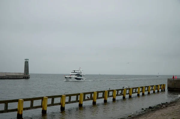 Barco Entra Puerto Puerto Gdynia Polonia — Foto de Stock