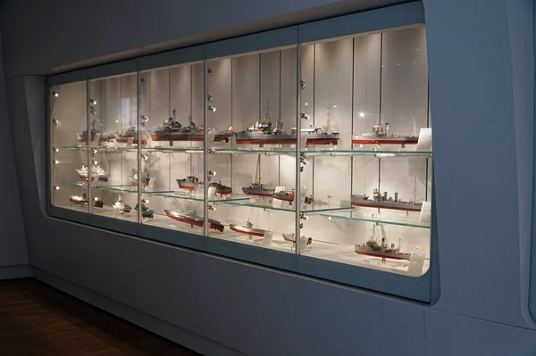 Verschiedene Schiffsmodelle Und Schiffsausrüstung Marinemuseum Gdingen Polen — Stockfoto