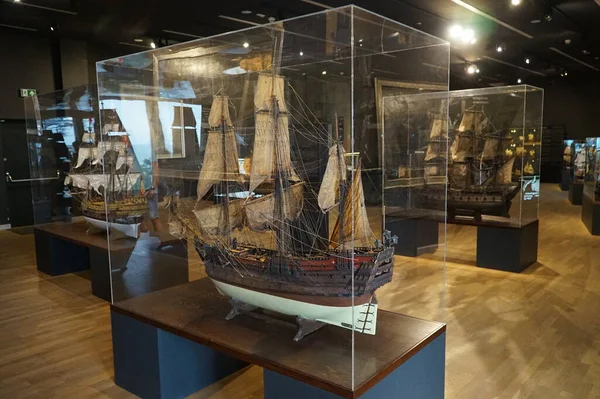 Verschiedene Schiffsmodelle Schifffahrtsmuseum Gdynia Polen — Stockfoto