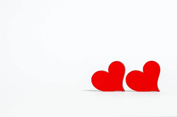 Blank Card Congratulations Red Hearts White Background Place Text Love — Fotografia de Stock