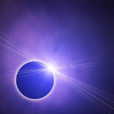 Güneş tutulması ile arka plan üzerinde mor Bulutsusu