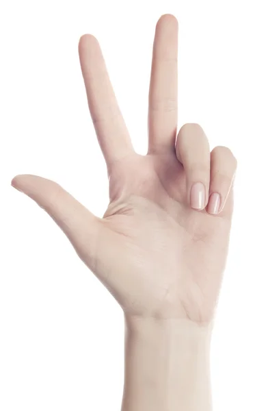 Підрахунок рук - три пальці — стокове фото