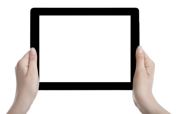 Hand met leeg scherm digitale Tablet PC — Stockfoto