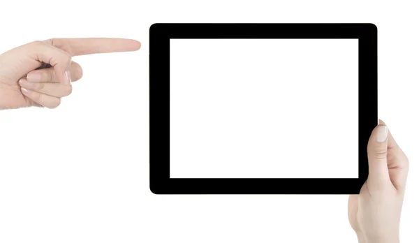 Hand mit leerem Bildschirm digitales Tablet — Stockfoto