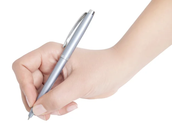 Hand met pen Stockfoto