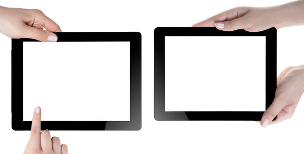 Hand Holding blank screen Digital Tablet