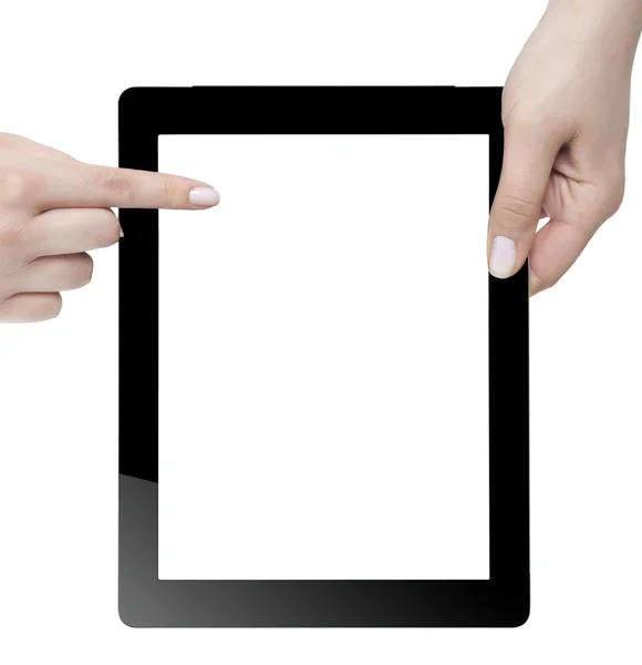 Hand met leeg scherm digitale Tablet PC — Stockfoto