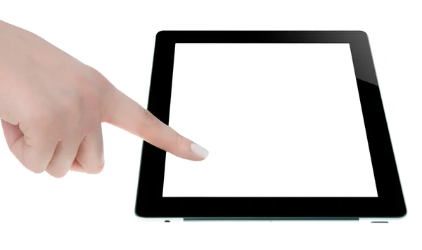 Hand mit leerem Bildschirm digitales Tablet — Stockfoto