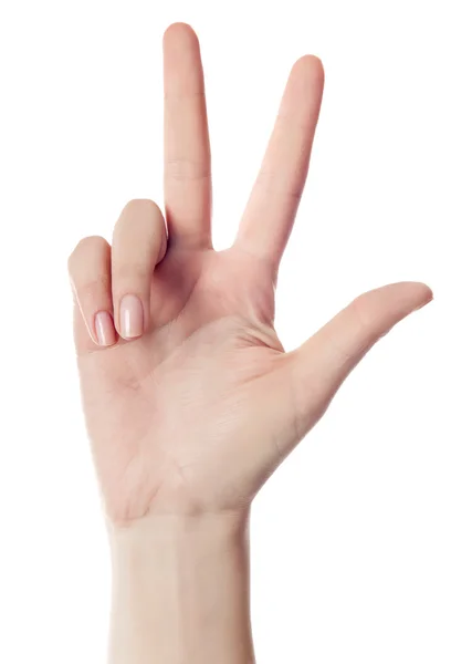 Contagem de mãos - três dedos — Fotografia de Stock