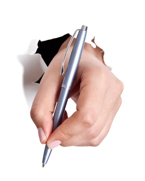 Hand met pen — Stockfoto