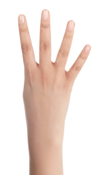 Fyra fingrar på vit — Stockfoto