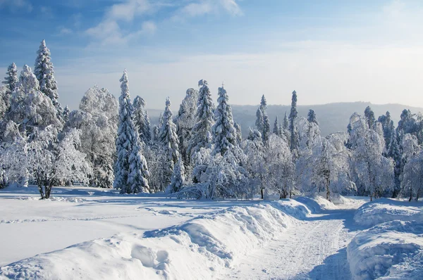 Winterliche Straße in den Bergen — Stockfoto