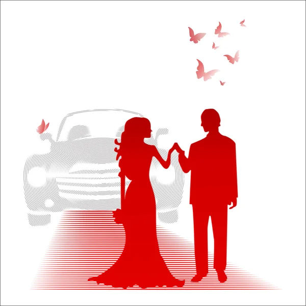 Gelin ve damat ve araba