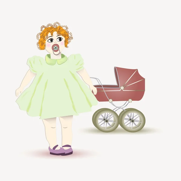 küçük kız ve çocuk arabası