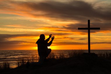 Sunset Worship Man clipart