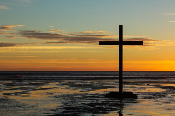 Silhouette Cross tramonto — Foto Stock