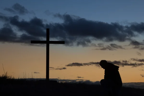 Dawn Man Cross — Stock Photo, Image