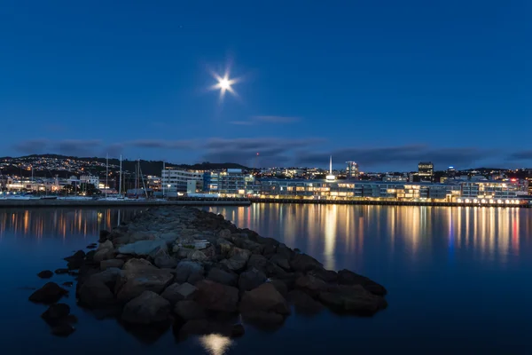 Wellington přístavu moonlight — Stock fotografie