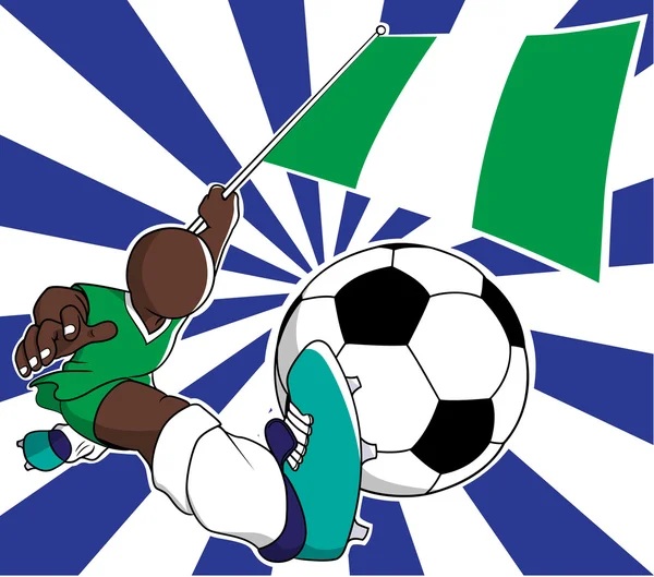 Kartun vektor pemain sepak bola Nigeria - Stok Vektor