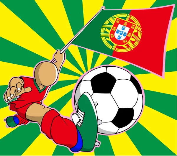 Portugal  soccer player vector cartoon — Stock Vector