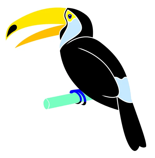 Cartoon animal - toucan - flat coloring style — Stock Vector