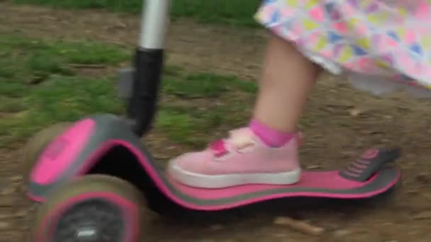 Sport Activity Children Small Young Kids Playing Small Bicycle Scooter — Stock Video