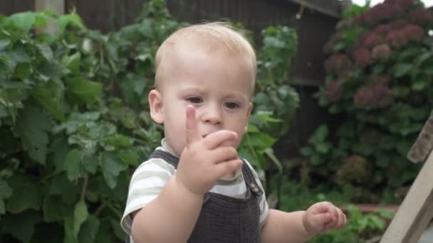 Дитинство Малюк Материнство Літо Щасливої Посмішки Baby Boy Kid Грає — стокове відео