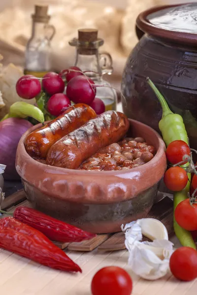 Fagioli e salsicce — Foto Stock