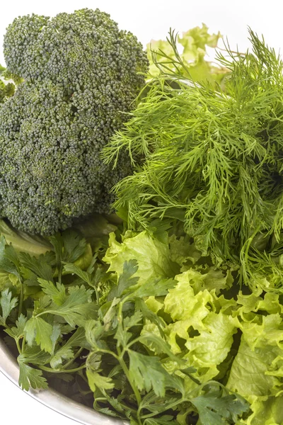 Zielone warzywa i sałatki — Zdjęcie stockowe