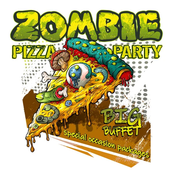 Festa Pizza Halloween Zumbi Com Grande Buffet Menu Especial — Fotografia de Stock