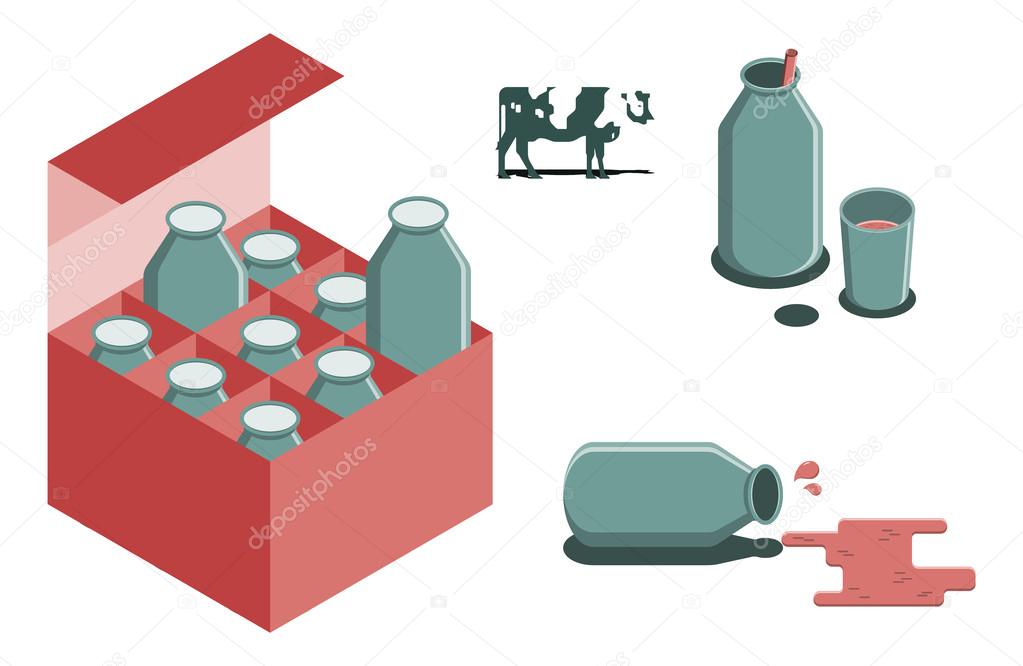 Bottle of milk vector image set