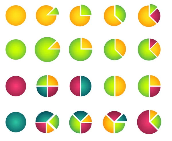 Conjunto de diagramas de pastel 2D — Vector de stock
