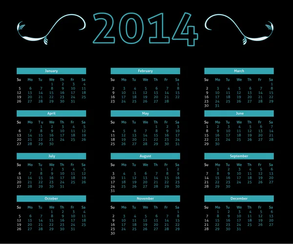 Calendario 2014 — Archivo Imágenes Vectoriales