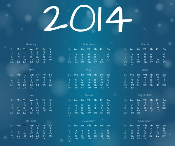 2014 calendário ano subaquático — Vetor de Stock