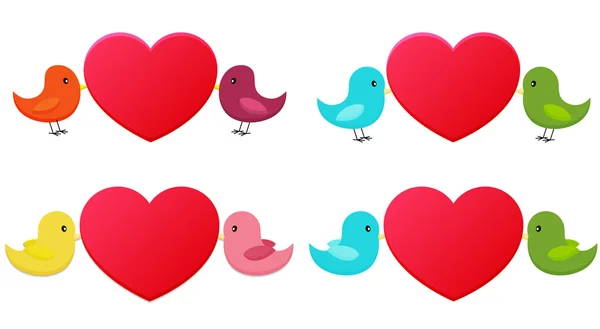 Conjunto de pájaros del amor — Vector de stock