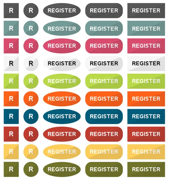 Großer Registrierknopf gesetzt — Stockvektor