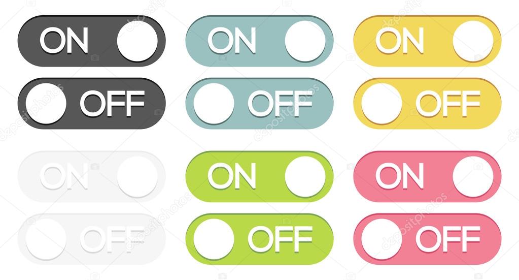 Set of on - off buttons