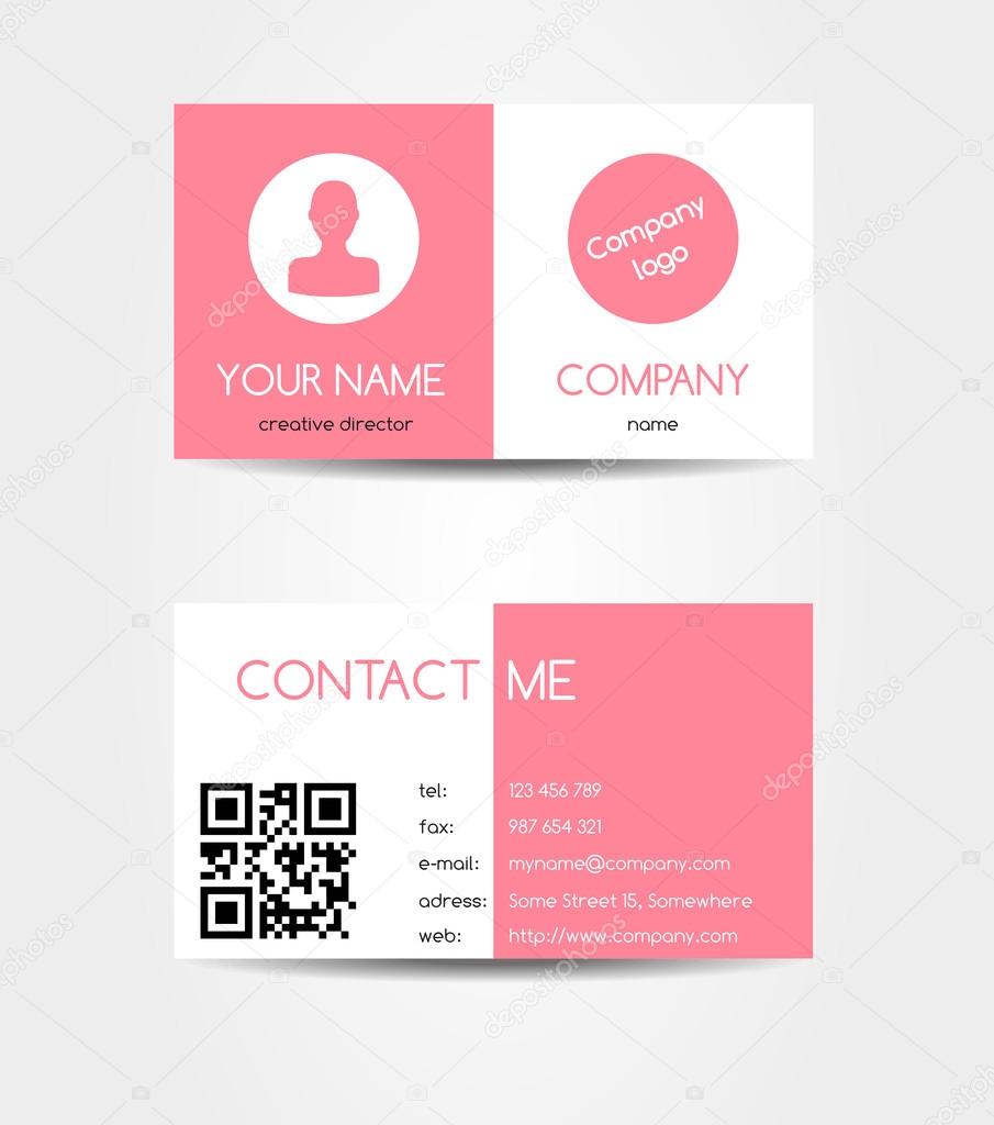 Two sided pink business card