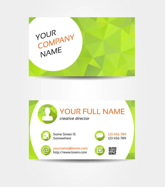 Green mosaic double sided business card — Stock Vector