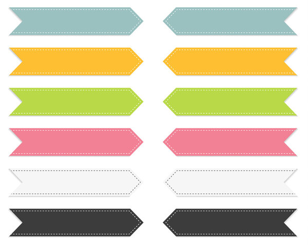 Set of 6 colorful pointing ribbons