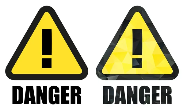 Hazard sign for danger - classic and mosaic — Stock Vector