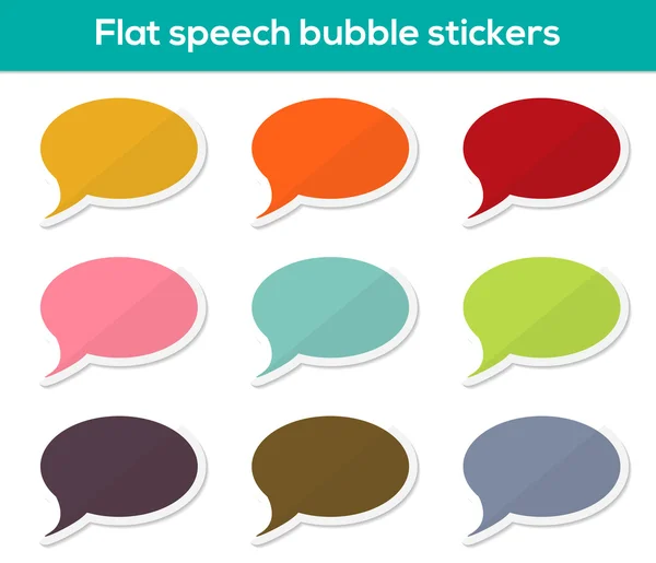 Etiquetas engomadas de burbujas de habla plana — Vector de stock