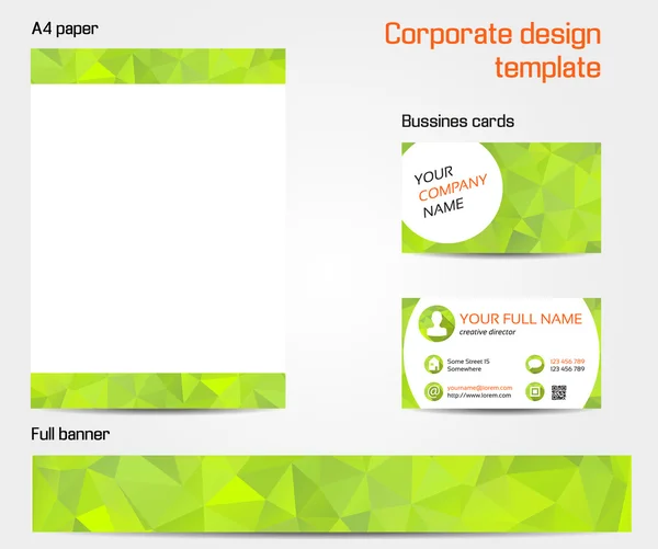 Green corporate design template set — Stock Vector