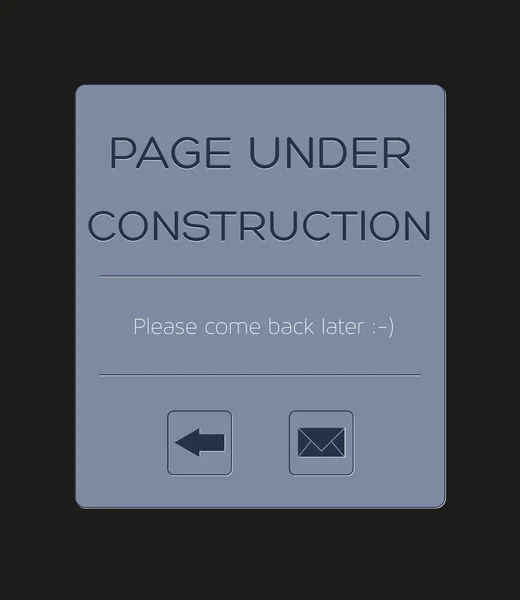 Page en construction avec texte et boutons pour le dos et le conta — Image vectorielle