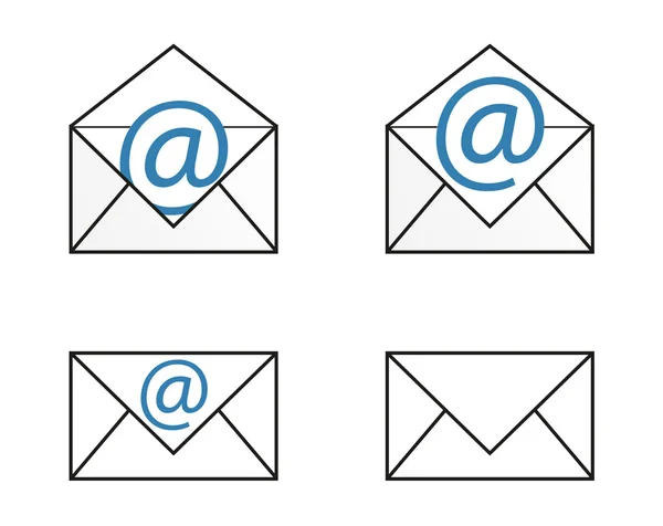 Four isolated mail icons set — Stock Vector