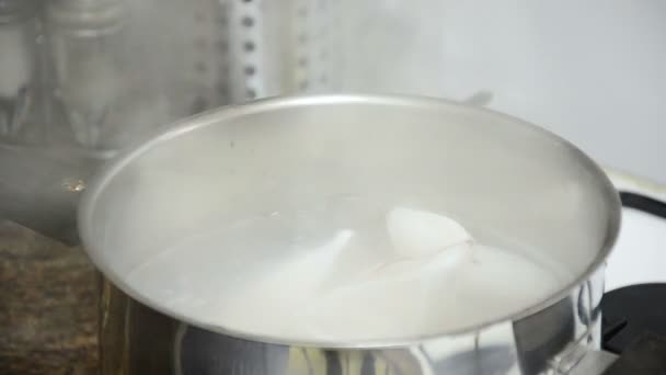 Cozinhe a lula em uma panela — Vídeo de Stock